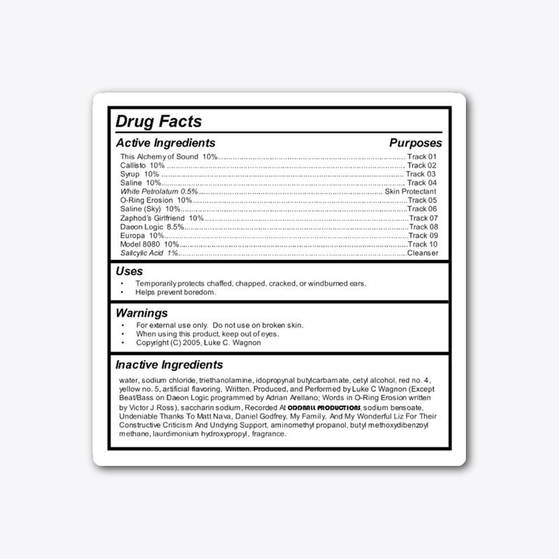 This Alchemy of Sound drug facts Sticker